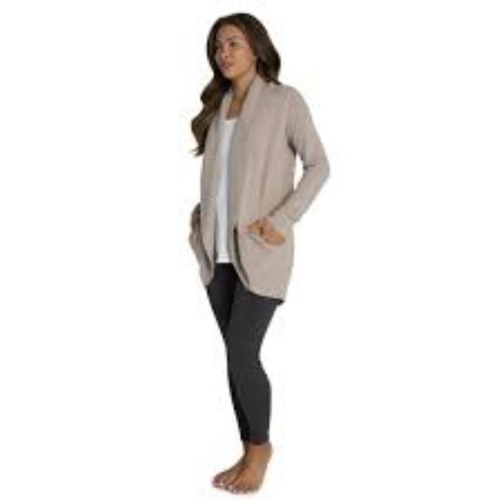 Barefoot Dreams Nwt Taupe Long Sleeve Cozychic Lite Circle Cardigan Size Large